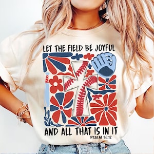 Let The Field Be Joyful png, boho baseball png, baseball png, Christian png, bible verse png, boho Christian, retro baseball png, game day