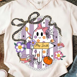 Benutzerdefinierte Halloween Lehrer Png, Halloween Png, Süßer Geist Png, Gruselige Saison Png, Retro Halloween Png, Preppy Gruseliger Lehrer Png Sublimation