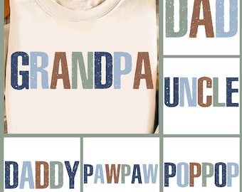 Vintage Dad Disstressed Bundle Png File, Daddy Grandpa Uncle Png, Father's Day Png, Retro Daddy Png, Father's Day Gift, Dad Shirt Design