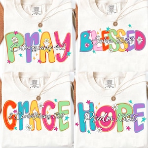 Preppy Bible Bundle Png, Pray Hope Blessed Design, Jesus Png, Jesus Christian ,Neon Smiley Png, Millennial Png, Coquette Png, Hand Lettered