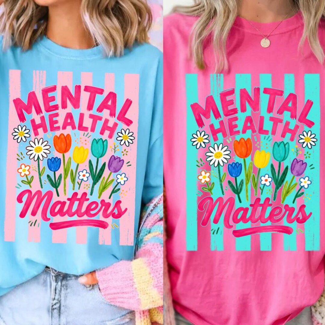 Striped Mental Health Matters Png, Boho Bright Floral Spring Season Png ...