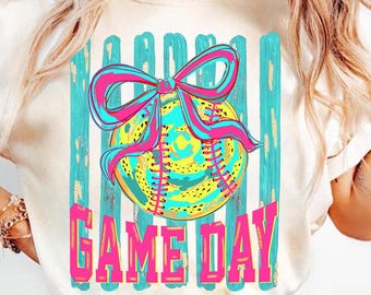 Preppy Softball Game Day png, Coquette Softball Glitter png, Softball Shirt png, Softball Mama png, Softball Mom PNG, Asthetic png, Stripes