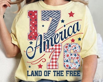1776 America Land of the Free Sublimation Design, Patriotic Digital, 4th of July PNG, Independence Day Shirt Graphic, USA Vintage Download