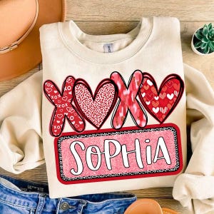 Personalized Girl Name XOXO Valentines png, Girly Valentine Png, Valentine Heart PNG, XOXO Png, Custom Name Valentine, Valentines day png
