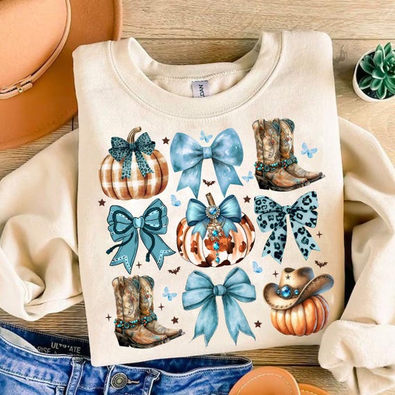 Howdy Fall Western Pumpkin Png, Fall Cowhide Pumpkin, Fall Png, Western Pumpkin Png, Coquette Bow Pumpkin, Turquoise, Leopard Print
