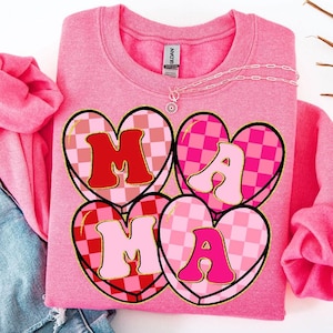 Mama Checkered Candy Heart PNG, Valentines Day Png, Mama Valentine Png, Retro Valentine Png, Valentine Shirt, Valentines Sublimation Design