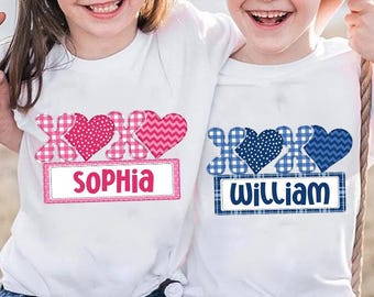 Personalized Girl/Boy Name XOXO Valentines png, Girly Valentine Png, Valentine Heart Plaid, XOXO , Custom Name Kids Valentine, Gift for her