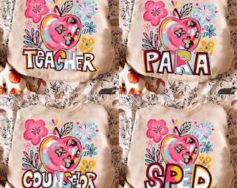 School Occupation Floral Pencil PNG, Back To School Png, Teacher Sped Para Counselor Boho Floral Teacher Png, Brushstroke, School Girl Png