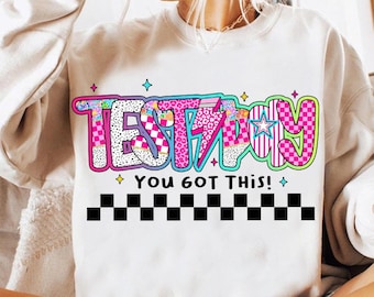Preppy Pink Test Day You Got This Checkered Png, Leopard, Lighting Bolt Test Day Png, Testing Day Png, State Testing Png,Testing Coordinator