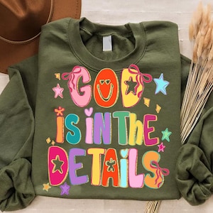 Preppy God is in the Details Glitter PNG, Religious PNG, Trendy Png, Neon Smiley Png, Millennial Png, Coquette Png, Hand Lettered Png