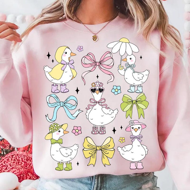 Girl with Geese Handmade Sweatshirt - Grey main image 1