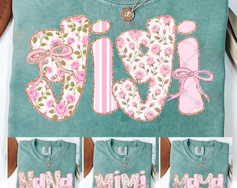 Paquete de mamá rosa, Coquette Nana Gigi Nana Mimi, Día de la Madre PNG, Yaya PNG, Regalo para ella, Diseño floral para madre, Sublimación de verano PNG
