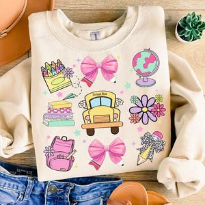 Back to School Coquette PNG Digital Design Download, School bus Png, Books png, Globe png, Flowers png, Girl school png, Pencil png designs
