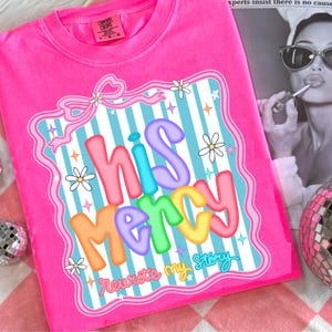 Coquette Preppy His Mercy rewrote my story Bow  Png, Christian women Png, Preppy Everyday Jesus Floral png, Bible verse png, Jesus Checkered