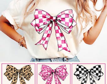 Checkered Coquette bow png, Leopard Coquette Bow Png, Pink Bow png, Retro mama png, pink bow png, soft girl aesthetic png, Digital Download