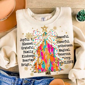 Colorful Glitter Coquette Christmas Tree png, Girly Christmas Png, Hand Drawn, Joy Hope Love Christmas png, Glitter, Tis the season
