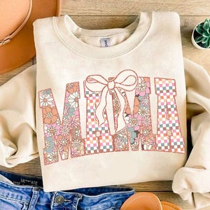 Checker Mama Floral Varsity PNG, Mother Day Png, Coquette Mama Glitter png, Motherhood Aesthetic , Preppy Mama Coquette Bow, Gift for Mom