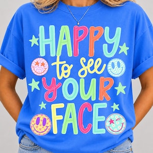 Schön, dein Gesicht zu sehen (PNG), Lustiges Lehrer-Smiley-Design, Schulbedarf für Vorschullehrer (PNG), Schulanfang (PNG), Bunt, Viral Bild 4