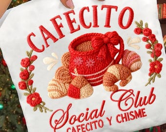 Faux Yarn Cafecito Social Club,Latina png,Cafecito Y chisme, Spanish png,Iced Coffee Social Club Png,Trendy coffee png,Coffee Lover Png
