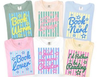 Striped Book Lover Png Bundle, Pink Blue Stripes Bookworm Png, Girly Reading Club Png, Book Png, Bookish Png, Trendy Stripes Reading Book