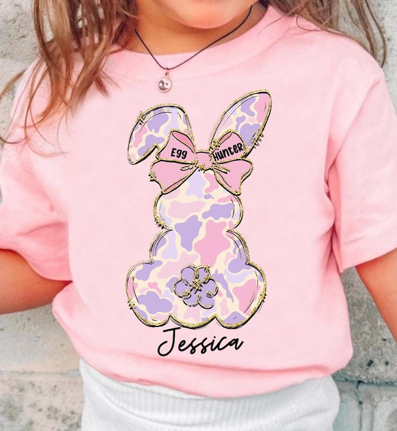 Egg Hunter Png, Custom Camo Easter Bunny Boy/Girl PNG, Boy Bunny With Backwards Cap Png, Camo Easter Bunny File, Pink Camo Kids Easter Png image 4