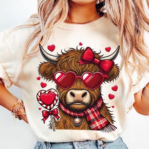 Highland Cow png, Valentine Coquette Png, Valentine&#39;s Day, Retro Valentine Png, Valentine Heart Png, Love Png, Sublimation Designs