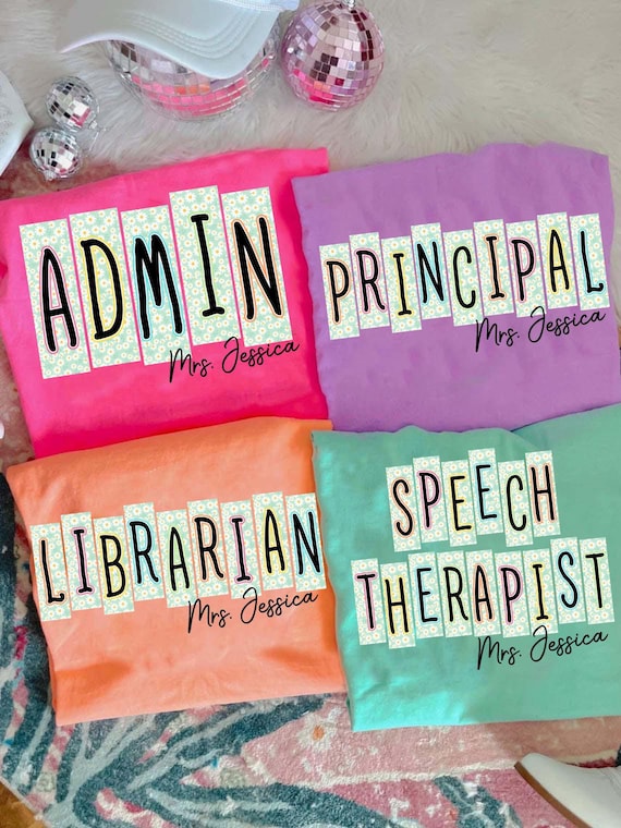 School Occupation PNG Bundle, Back to School Admin/Principal/Speech Therapist/ Librarian, Preppy First Day of School Daisy Floral Girly Png