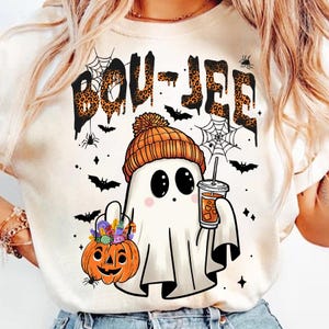 Bou-Jee Ghost Leopard Halloween Png, Halloween Pumpkin Png, Bougie, Coffee Ghost PNG, Spooky Season,Cute Ghost Png, Halloween Mama Gift