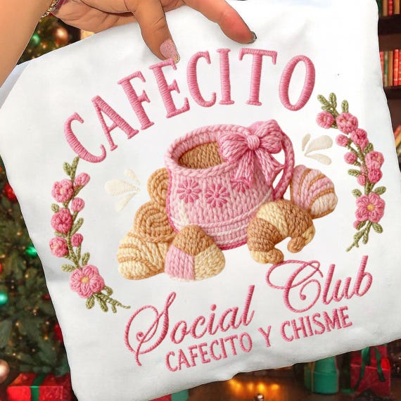 Faux Yarn Cafecito Social Club,Latina png,Cafecito Y chisme, Spanish png,Iced Coffee Social Club Png,Trendy coffee png,Coffee Lover Png