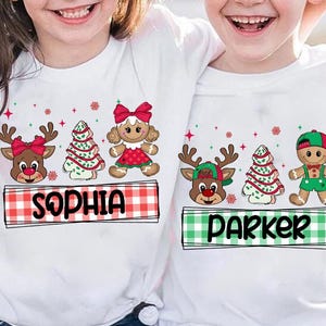 Personalized Kids Christmas Png, Boys/Girl Gingerbread, Kids Reindeer PNG, Bow Ball Cap Kids Christmas Design, Xmas Tree Cake Design