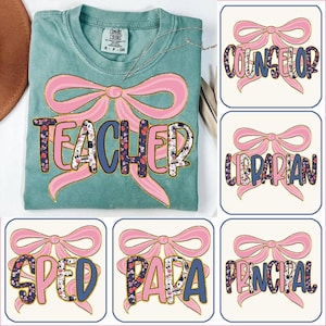 School Occupation PNG Bundle, Coquette Back to School Teacher Sped Para Counselor, Preppy First Day of School Daisy Floral Girly Png, Drawn