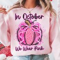In October We Wear Pink Png  Breast Cancer Pumpkin Png, Pink Ribbon Splatter Png, Breast Cancer Awareness Png, Faux Glitter Png, Pink Ribbon
