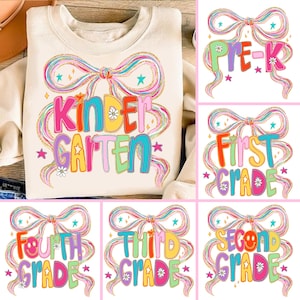 Preppy Back To School PNG Bundle, Coquette School First Day, Teacher PNG, Girly Png, Preppy School Png, Pre K 1st 2nd 3rd grade Glitter Png