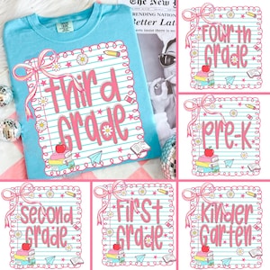 Preppy Back to School PNG Bundle, Teacher Coquette First Day of School Shirt Design, Girly Pink Bow Sublimation, Pre-k 1st/2nd/3rd/4th Grade