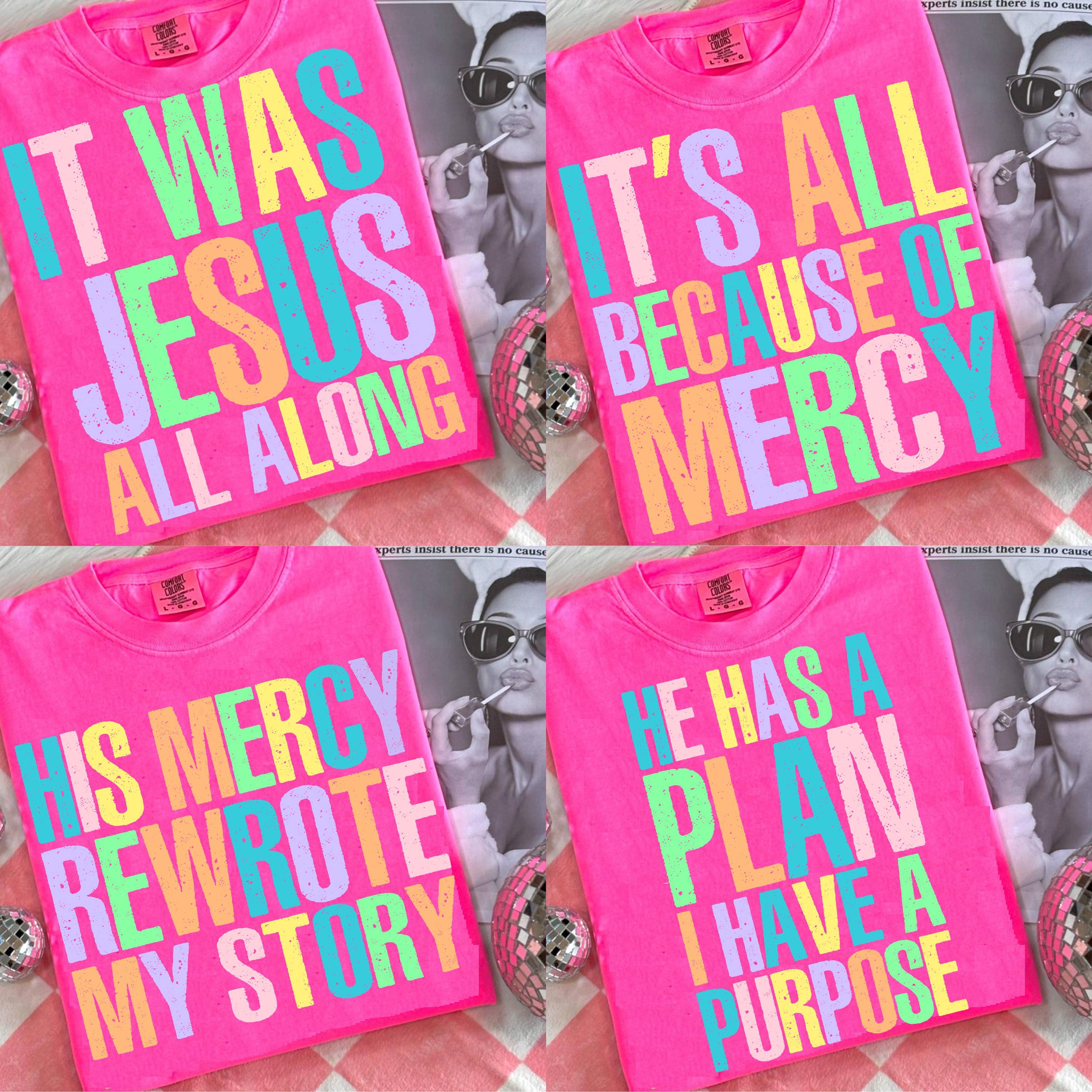 His Mercy rewrote my story Png, It's was Jesus all long, Christian women Png, Distressed Everyday Jesus png, Bible verse png, Jesus png