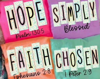 Preppy Retro Daisy Floral Bible Bundle Png, Chosen Faith Hope Design, Checkered Jesus Png, Jesus Christian Sublimation, Bible Verse