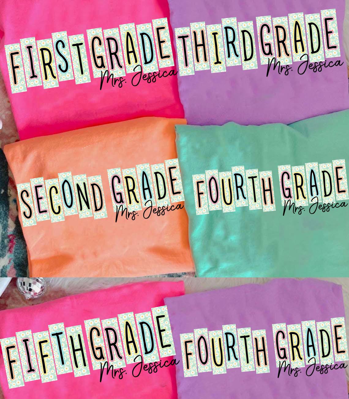 Preppy Back to School Floral Bundle PNG, Custom Teacher First Day of School Daisy Floral Png, Girly Back to School Teacher 1st/2nd/3rd Grade