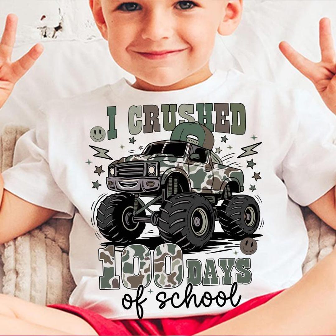 100 Days of School Camo Truck Png, 100 Days Camo, Kids School Shirt ...