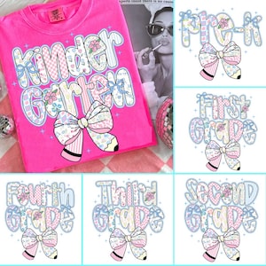 Preppy Back to School Floral Bundle, First Day Of School, School Png, Preppy School Png, First/Second/Third Grade Design, School Bundle Png