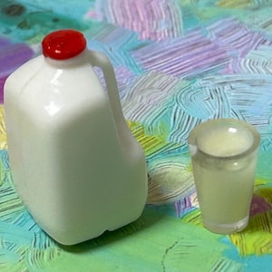 Dollhouse Miniature Milk with Glass - your choice type