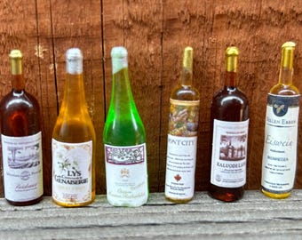Miniature Wine Bottles - 6 pieces