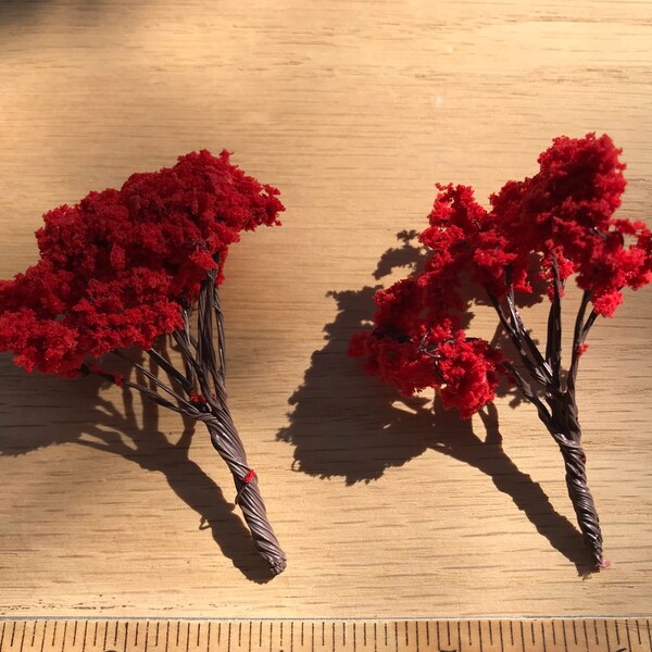 Dollhouse Miniature Red Trees