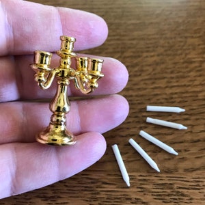 1/12 Scale Miniature Candle Holders | 2Pcs Gold Dollhouse Accessories For Miniature Displays & Dioramas - View #12