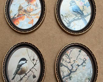 Miniatur Vogelgemälde - Satz von 4