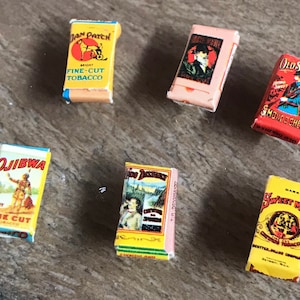 Dollhouse Miniature Vintage Tobacco Boxes - 6 pieces