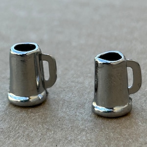 Dollhouse Miniature Pewter Finish Mugs - 2 pieces