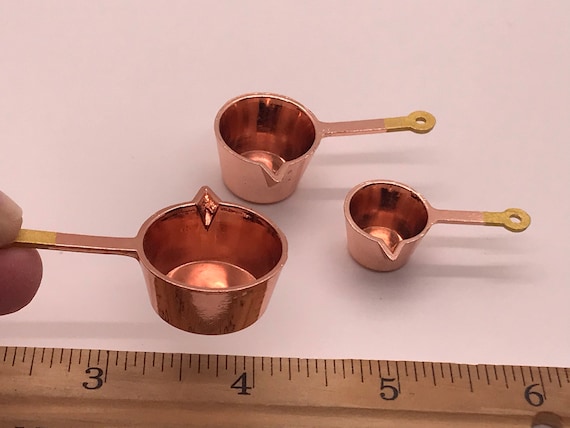 Miniature 3-Piece Copper Double Boiler, TYPE A (Small): DOLLHOUSE 1:12  Scale