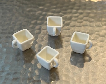 Miniature White Square Cups - 4 pieces