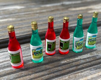 Miniature Wine Bottles - 6 pieces