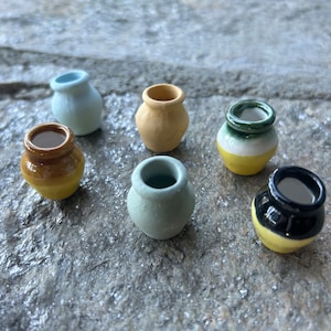 Dollhouse Miniature Ceramic Vases - 6 pieces